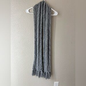 Michael Kors Gray Cable Knit Fringe Scarf